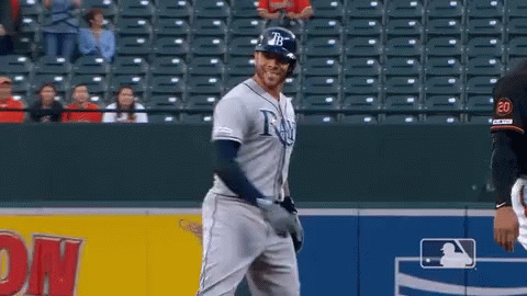 Baseball Player Wearing TB Helmet GIF