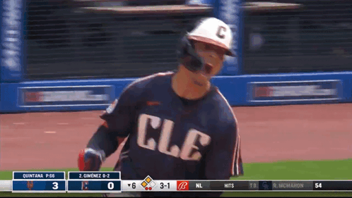 Baseball Player With CLE on His Jersey