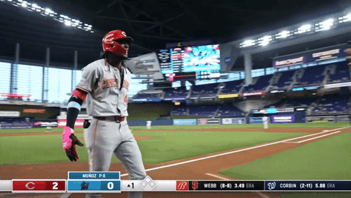 Baseball Player With Scoreboard Saying Munoz P.6 GIF