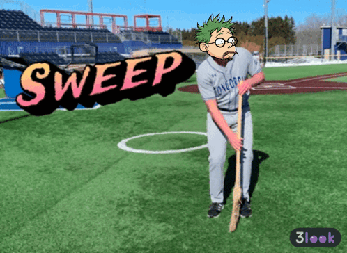 Baseball Player with Sweep Background