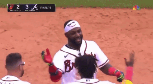 Baseball Players Acuna Jr And Pillar GIF