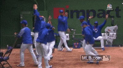 Baseball Players Celebrating Impact GIF