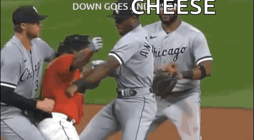Baseball Players Fighting on Field