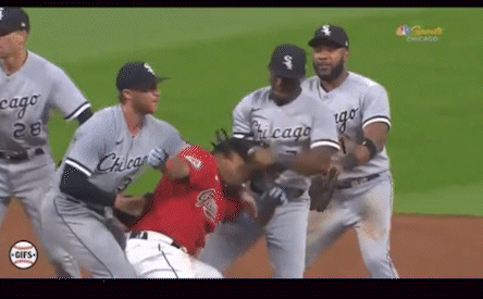 Baseball Players Fighting on Field