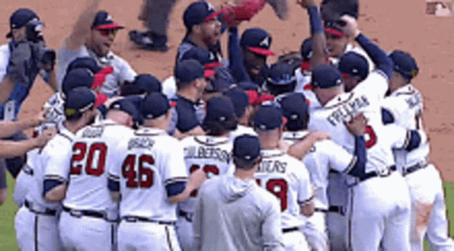 Baseball Players Huddled Number 20 GIF