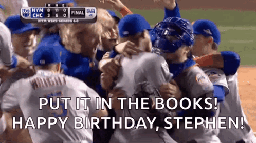 Baseball Players Hugging Put It in the Books Happy Birthday Stephen