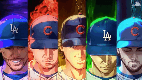 Baseball Players in LA Hats