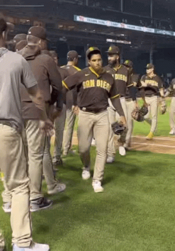 Baseball Players on Field with San Diego Jersey