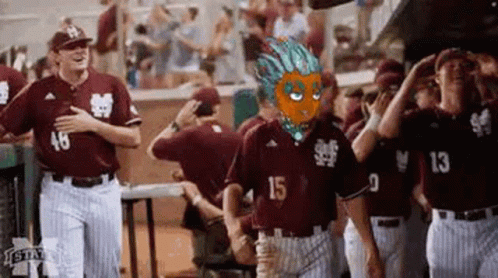 Baseball Players With Hands in the Air