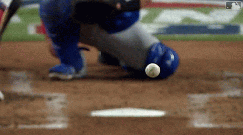 Baseball Thrown At Base Catcher Watching GIF