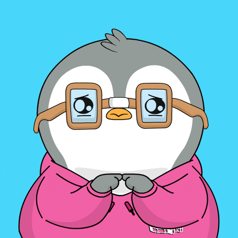 Bashful Cute Cartoon Penguin Wobbly Eyes GIF