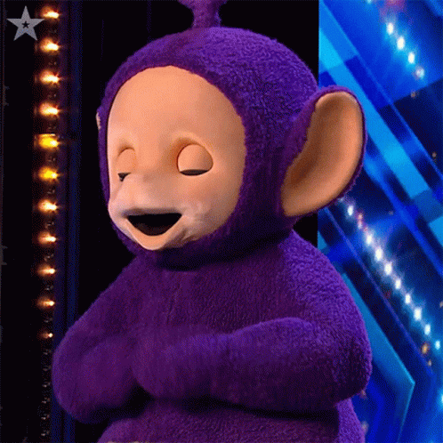 Bashful Cute Purple Tinky Winky Teletubby GIF