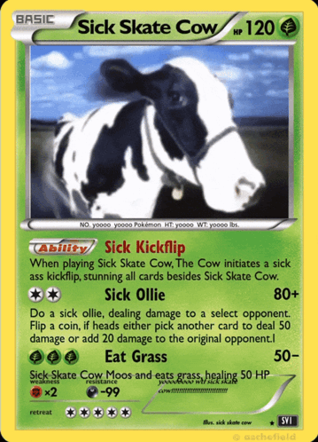 Basic Sick Skate Cow Pokemon Card