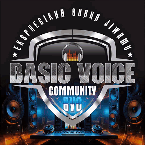 Basic Voice Community Shield Headphones Logo GIF