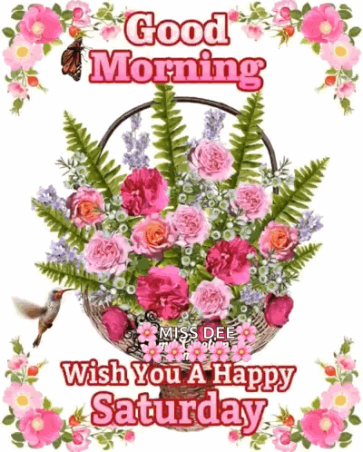 Basket of Flowers Good Morning