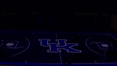 Basketball Court With UK Logo Lit Up Blue