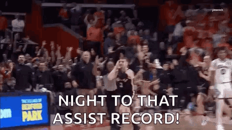 Basketball Game Crowd Night To That Assist Record Sign GIF