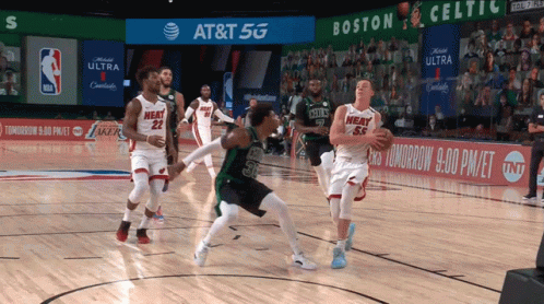 Basketball Game In Front Of AT&T 5G Banner GIF
