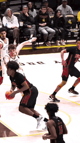 Basketball Game in Front of Crowd in Stands