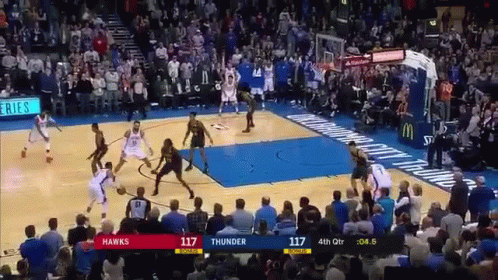 Basketball Game In Stadium With Crowd GIF
