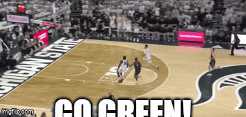 Basketball Game on Court Saying Go Green