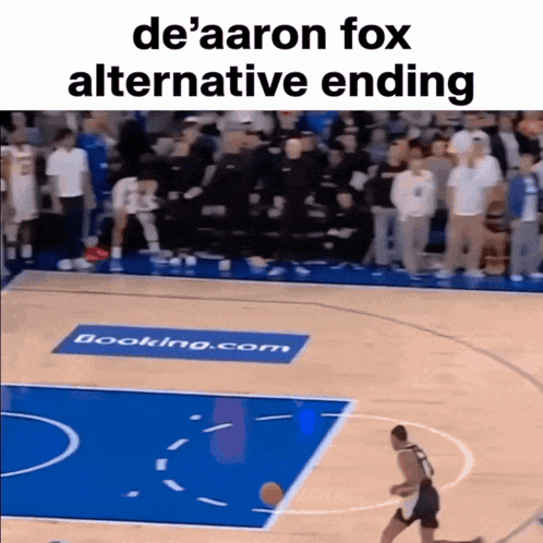 Basketball Game on Court With Booking.com Sign