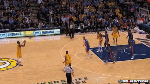 Basketball Game on Court with Fox Indiana Ads