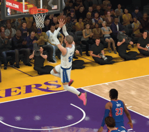 Basketball Game On Court With Lakers GIF