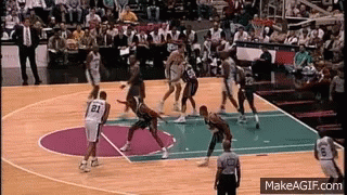 Basketball Game On Court With Referee GIF
