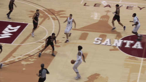 Basketball Game on Court With Santa