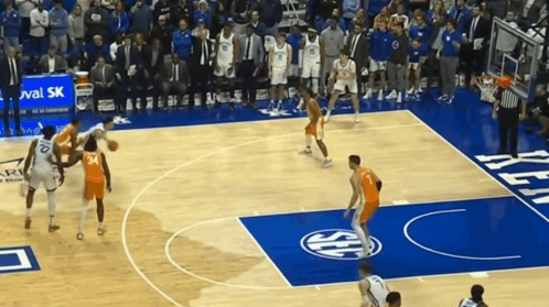 Basketball Game On Court With Sea Logo GIF