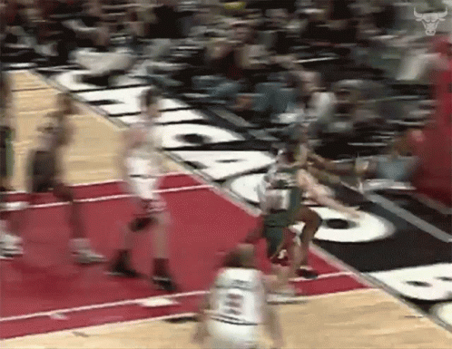 Basketball Game With Bull On Court Side GIF