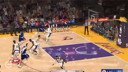 Basketball Game With Lakers Logo