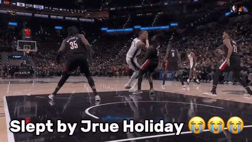 Basketball Game With Slept Text GIF