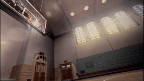 Basketball Hoop in Gym