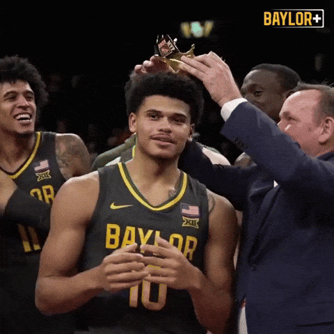 Basketball Player Being Crowned Baylor Jersey