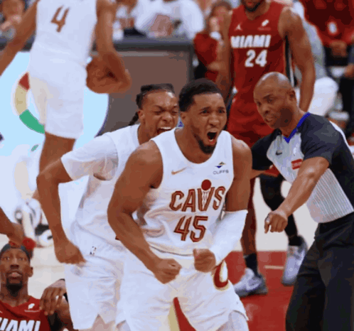 Basketball Player Celebrating In Cavs Jersey GIF