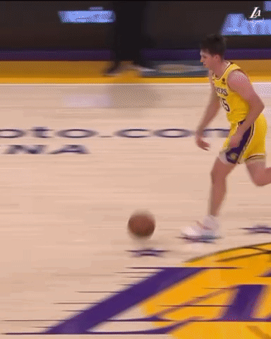 Basketball Player Dribbling Lakers Jersey GIF