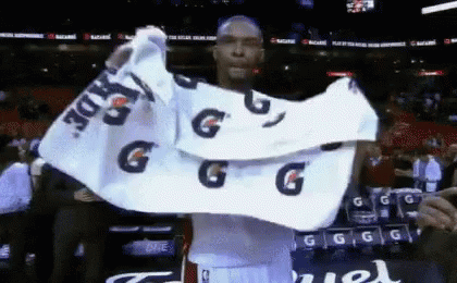Basketball Player Holding Gatorade Towel