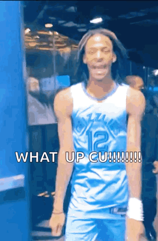Basketball Player in Blue and White Jersey