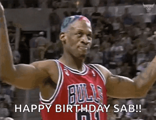 Basketball Player In Bulls Jersey Celebrating Birthday GIF