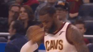 Basketball Player In Cavs Jersey Talking To Referee GIF