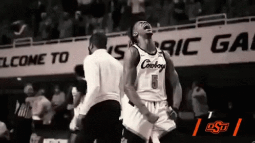 Basketball Player In Cowboys Jersey Celebrating With Teammates GIF