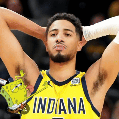 Basketball Player In Indiana Jersey With SpongeBob GIF