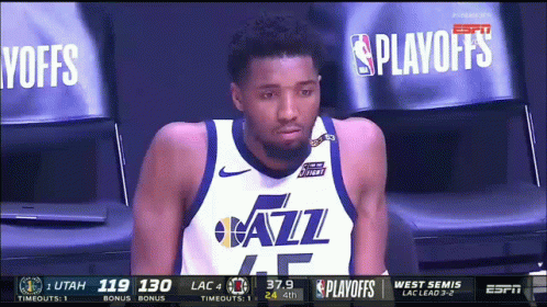 Basketball Player In Jazz Jersey Sitting GIF
