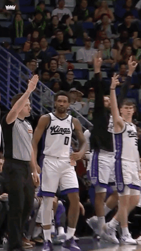 Basketball Player In Kings Jersey Hands Up GIF