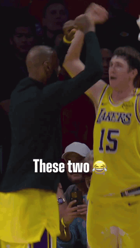 Basketball Player In Lakers Jersey High Fived GIF