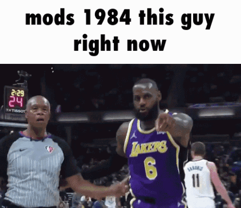 Basketball Player In Lakers Jersey Pointing At Referee GIF