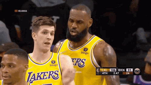 Basketball Player In Lakers Jersey Talking GIF