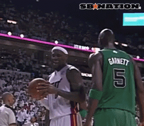 Basketball Player In Number 5 Jersey Next To Another GIF